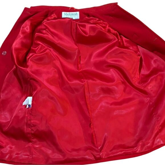 Mackintosh Red Wool Blend Hooded Duffle Coat Black Toggle Fasteners size 12P - Picture 7 of 12